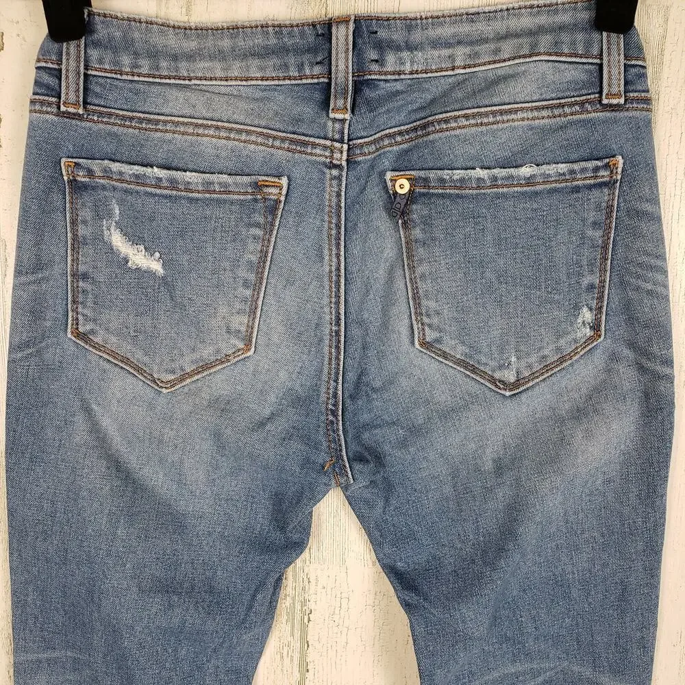 D-ID New York Destroyed Medium Wash Blue Denim Skinny Jeans Women's Size 26